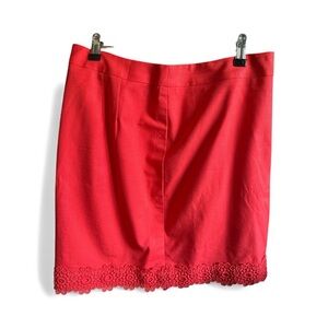 Talbots Vibrant Coral Red Lace Trim Elegant Skirt Women’s Size 6 Business Casual